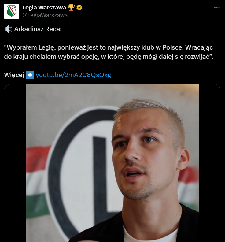 SZPILKA Arkadiusza Recy w Lecha Poznań po podpisaniu umowy z Legią xD